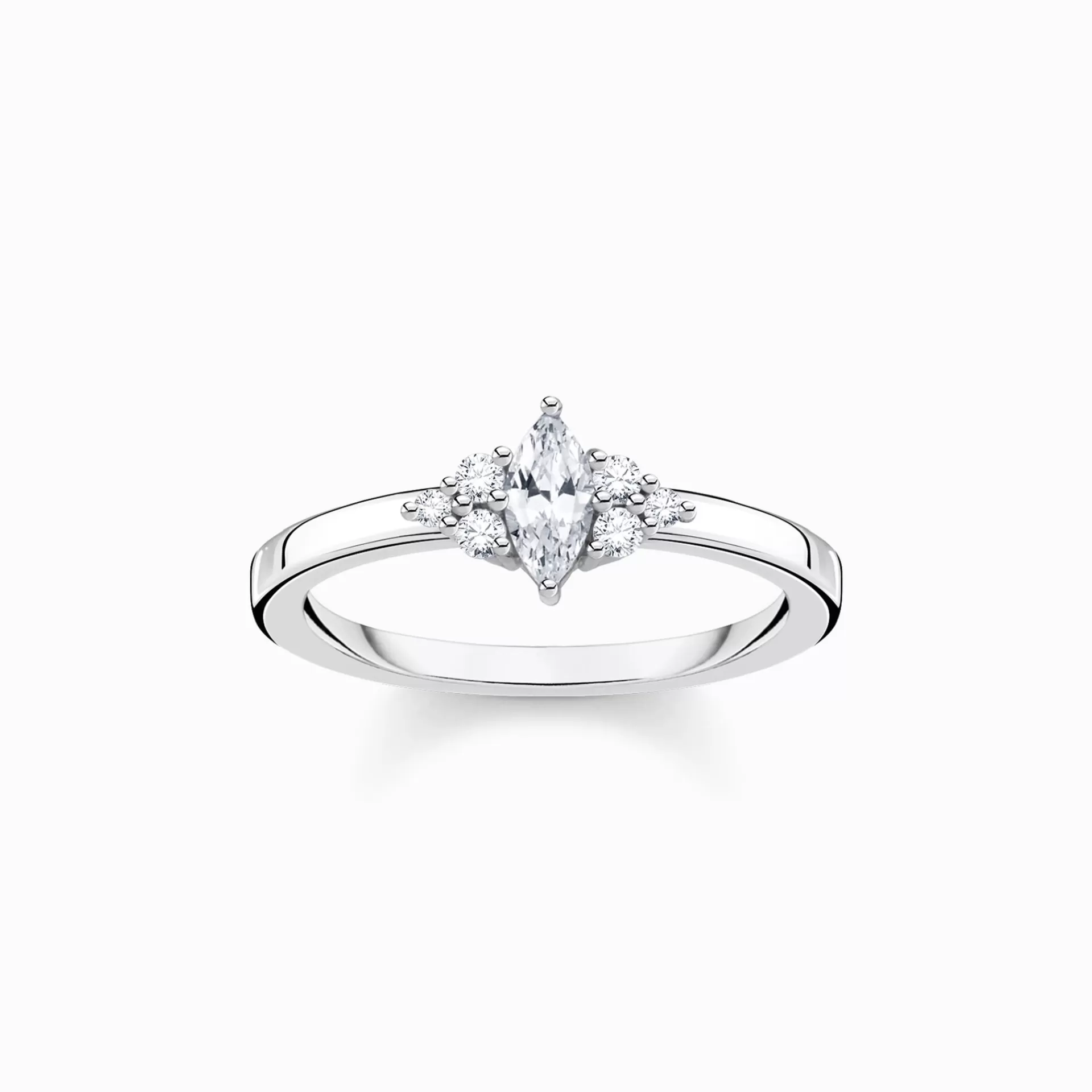 THOMAS SABO Ringar | Återvunnet 925 silver<RING VINTAGE VIT STENAR SILVER vit, silverfargad