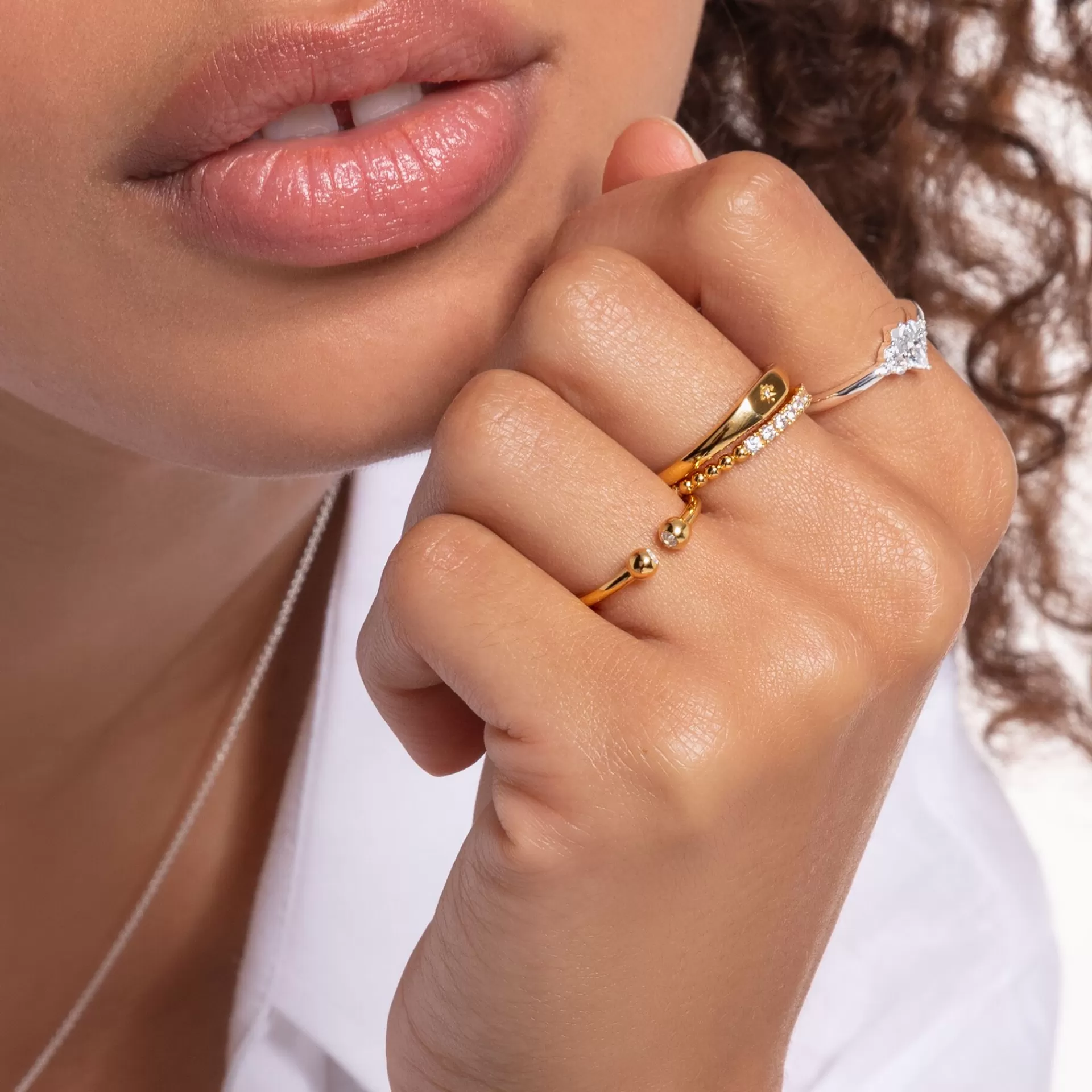THOMAS SABO Ringar | Återvunnet 925 silver<RING VINTAGE VIT STENAR SILVER vit, silverfargad