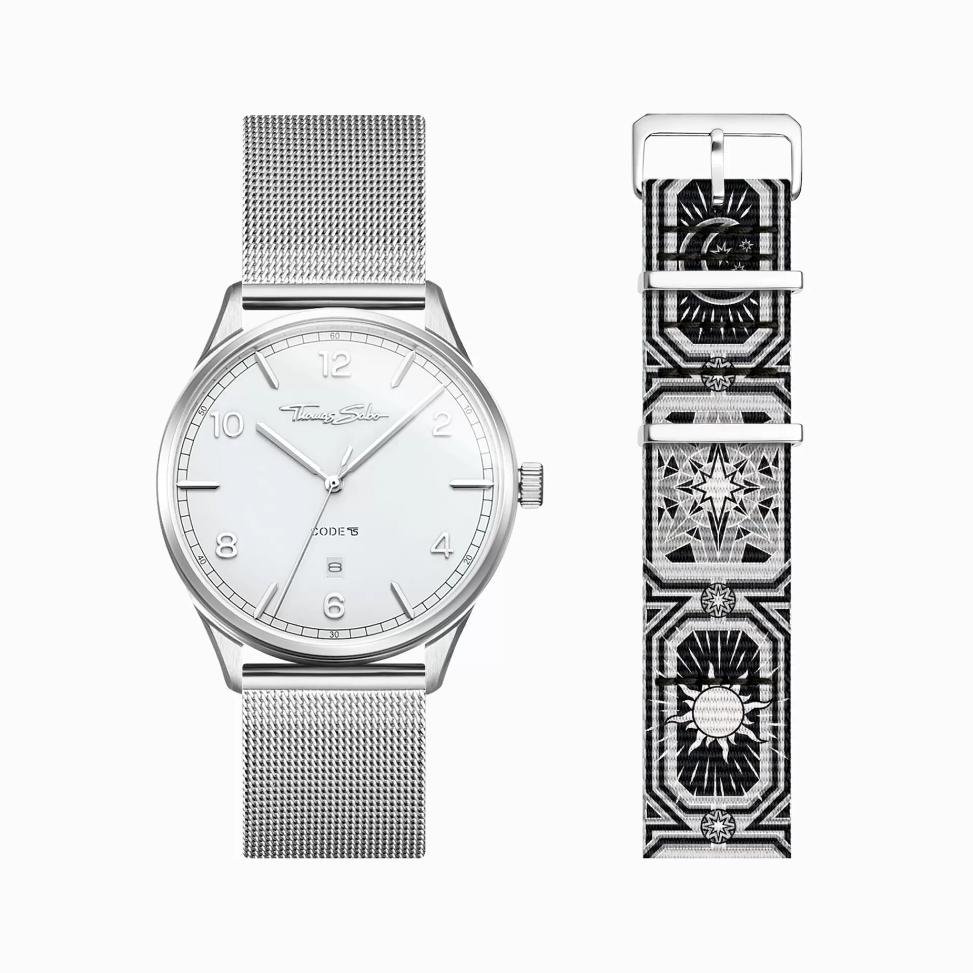 THOMAS SABO Klockor | Klockor för damer<SET CODE TS VIT KLOCKA  ARMBAND SVART NATTHIMMEL grå, silverfargad, svart, vit
