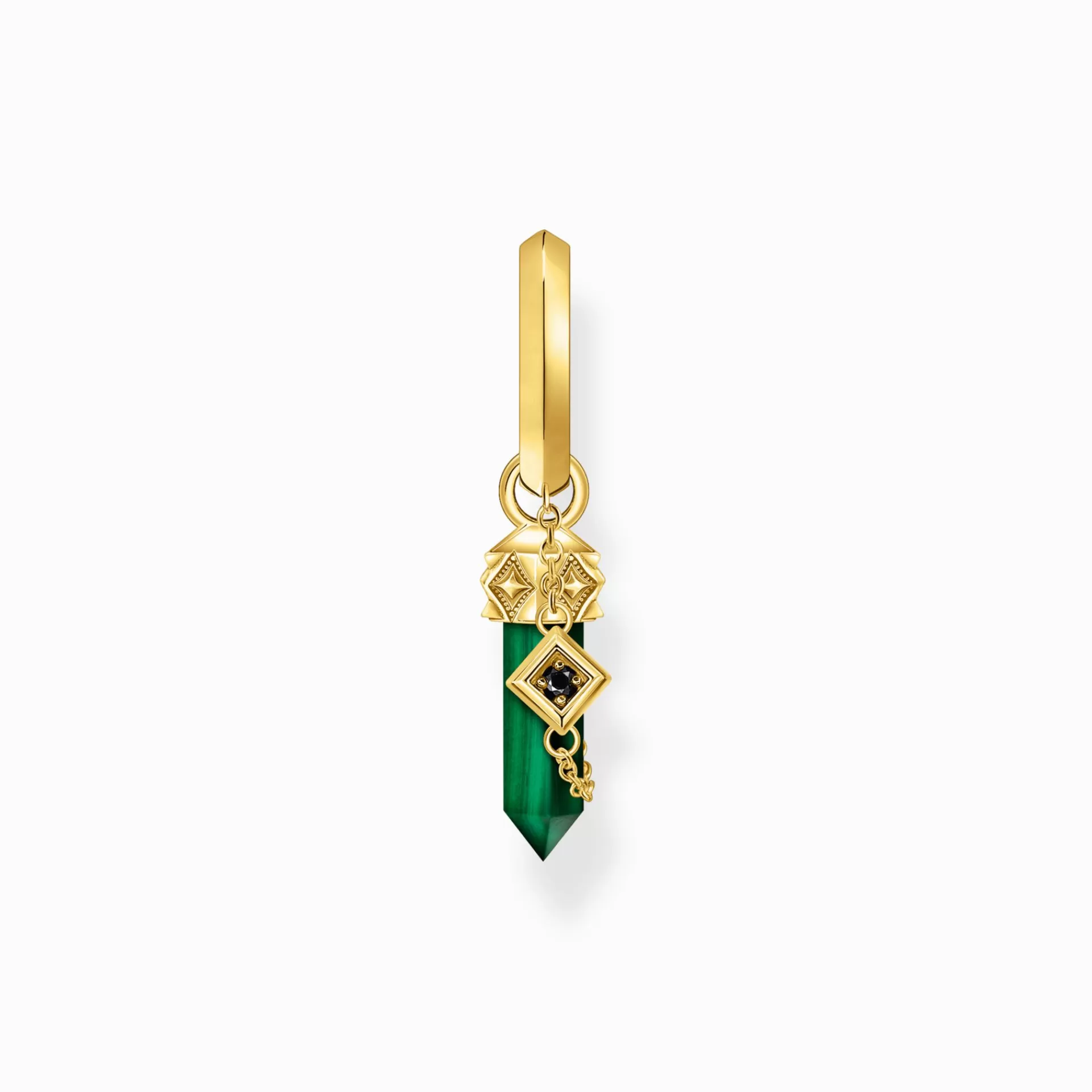 THOMAS SABO Creoler | Örhängen & creoler<SINGEL-CREOL MED GR&OUML;NT MALAKIT-H&AUML;NGE, PL&AUML;TERAD gult guldfargad, svart, grön