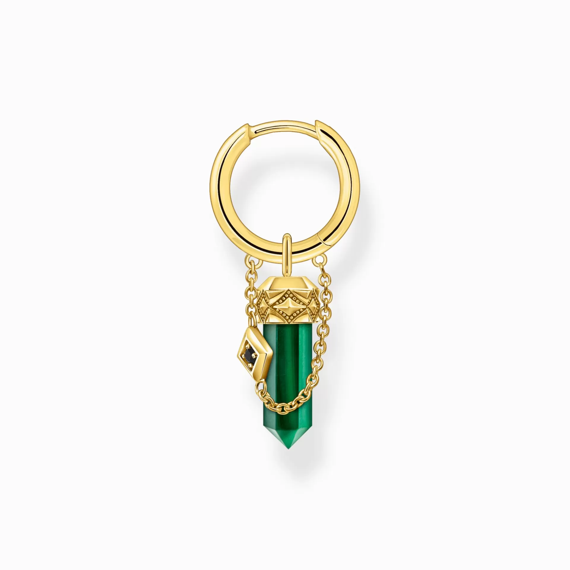 THOMAS SABO Creoler | Örhängen & creoler<SINGEL-CREOL MED GR&OUML;NT MALAKIT-H&AUML;NGE, PL&AUML;TERAD gult guldfargad, svart, grön