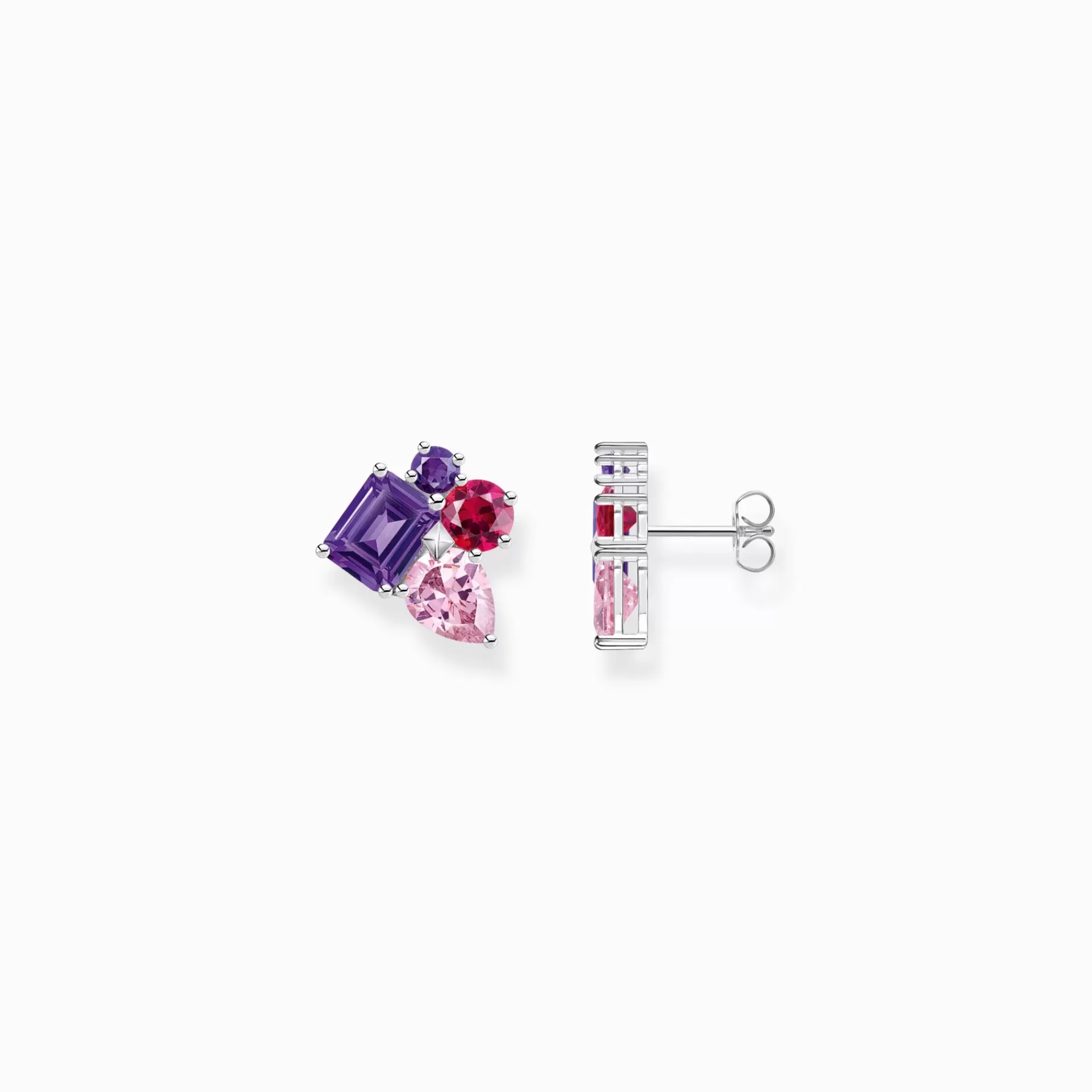 THOMAS SABO Stiftörhängen | Örhängen<SM&ARING; &OUML;RH&AUML;NGEN I SILVER MED STENAR I ROSA. R&OUML;TT OCH LILA silverfargad, rosa, violett, röd
