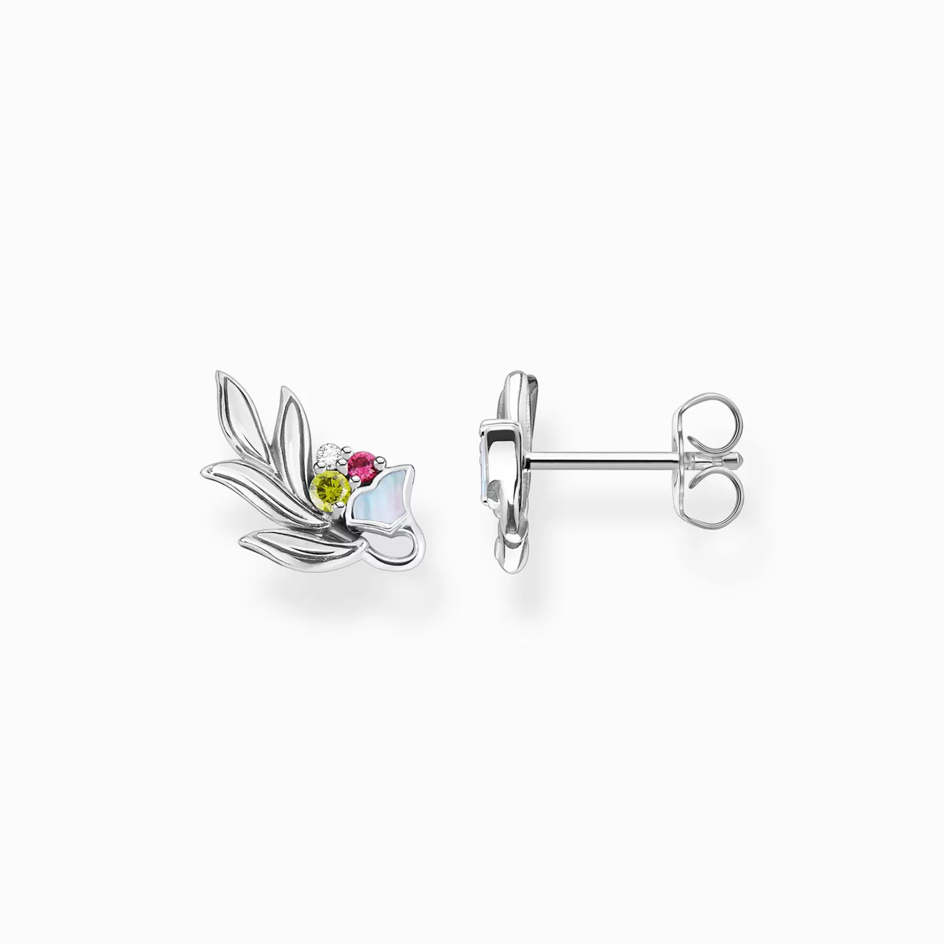 THOMAS SABO Stiftörhängen<STIFT&OUML;RH&AUML;NGEN BLOMMA SILVER silverfargad, vit, röd, grön, flerfargade toner