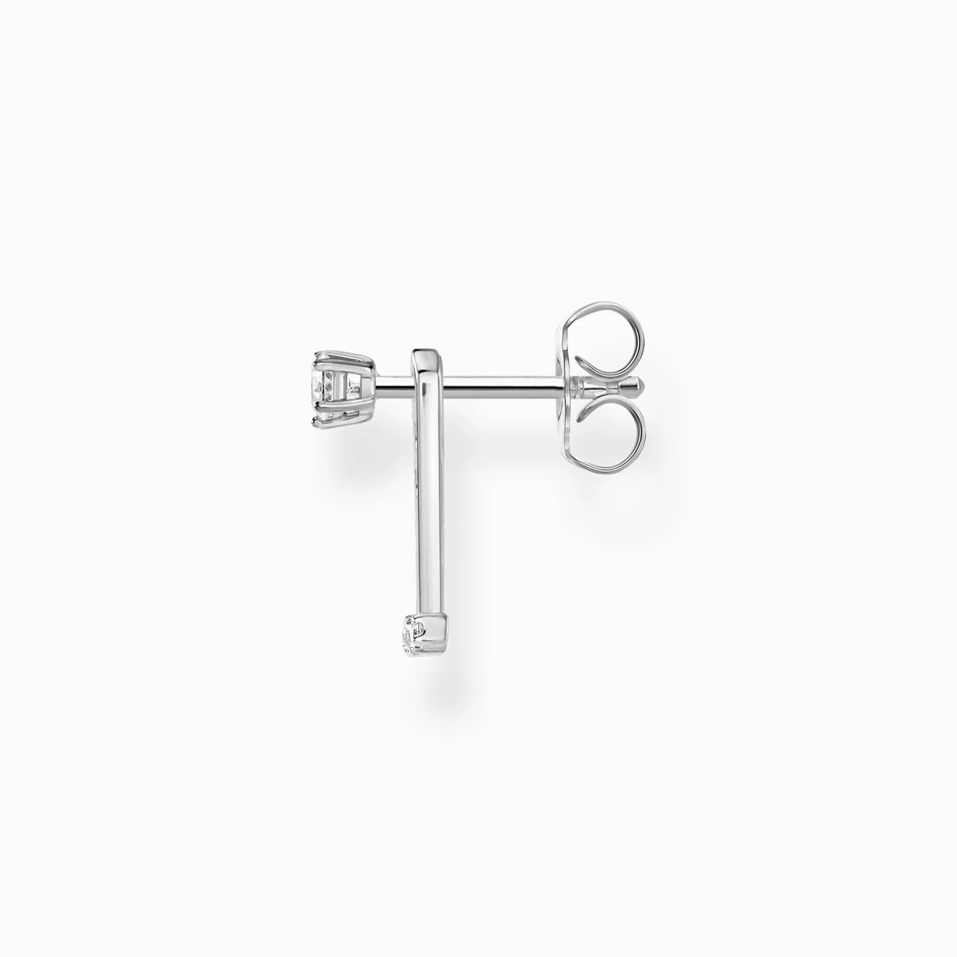 THOMAS SABO Stiftörhängen | Återvunnet 925 silver<STIFT&OUML;RH&AUML;NGEN INDIVIDUELLT VITA STENAR SILVER silverfargad, vit