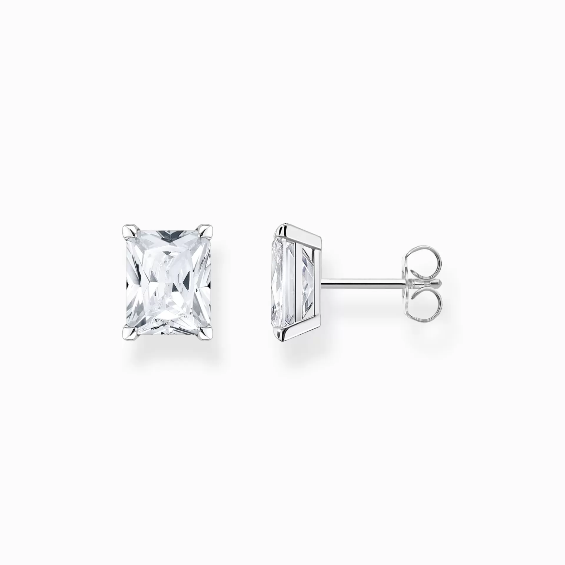 THOMAS SABO Stiftörhängen | Återvunnet 925 silver<STIFT&OUML;RH&AUML;NGEN MED VITA STEN SILVER silverfargad, vit