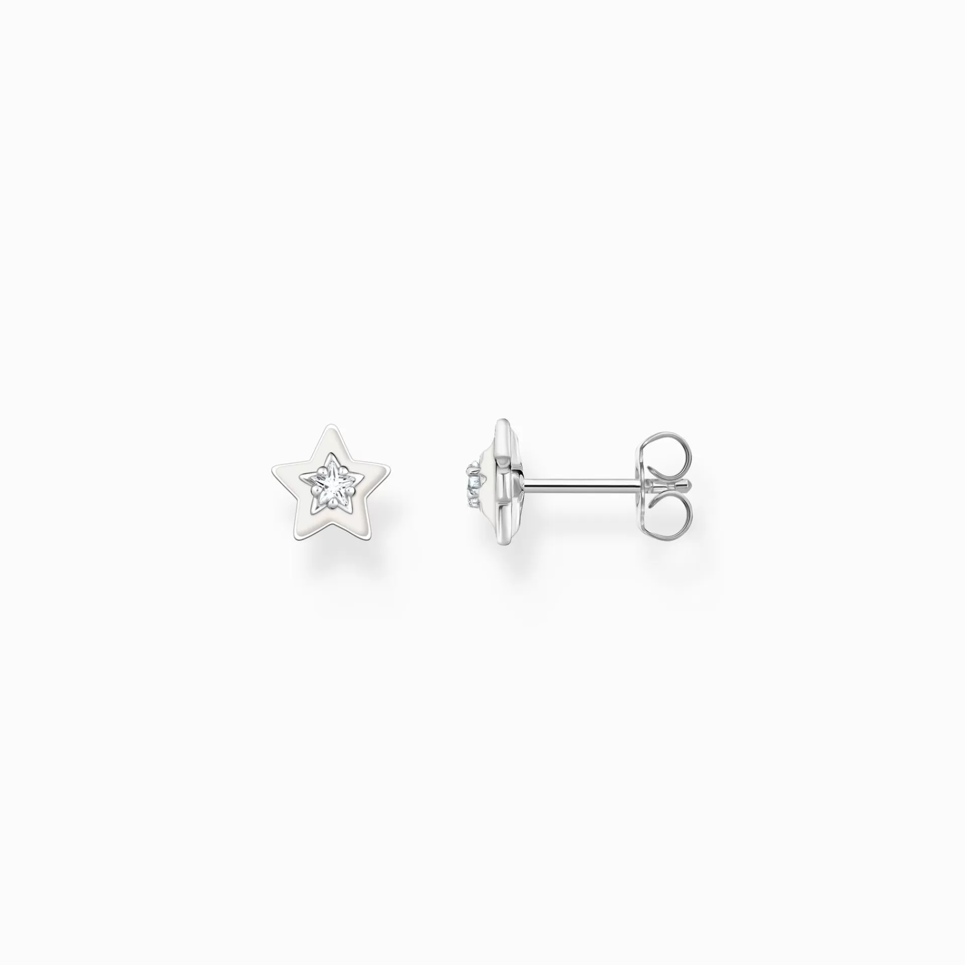 THOMAS SABO Glow in the Dark | Upp till SEK 1.100<STIFT&OUML;RH&AUML;NGEN-STJ&AUML;RNA MED VITA STENAR OCH VIT KALLEMALJ SILVER silverfargad, vit