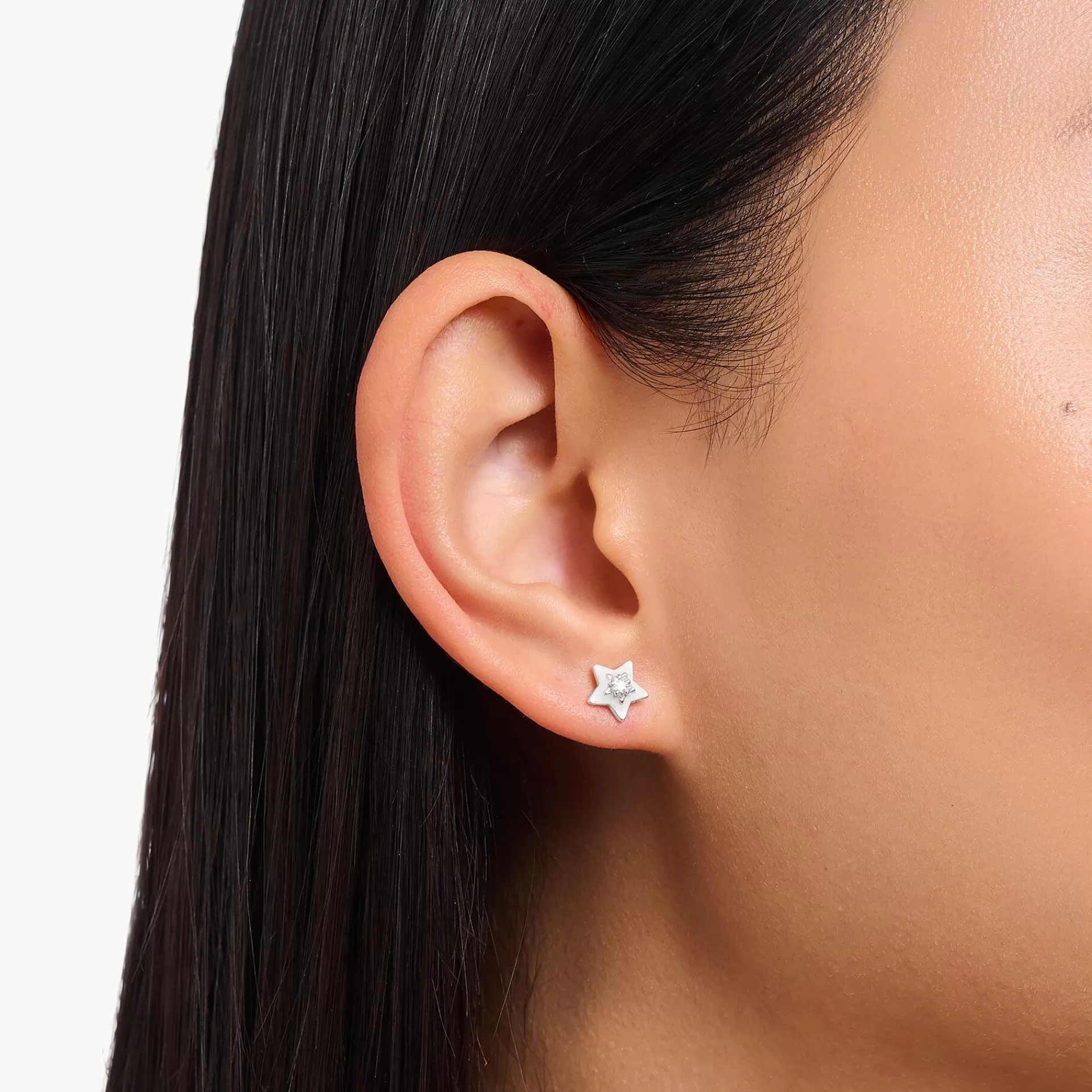 THOMAS SABO Glow in the Dark | Upp till SEK 1.100<STIFT&OUML;RH&AUML;NGEN-STJ&AUML;RNA MED VITA STENAR OCH VIT KALLEMALJ SILVER silverfargad, vit