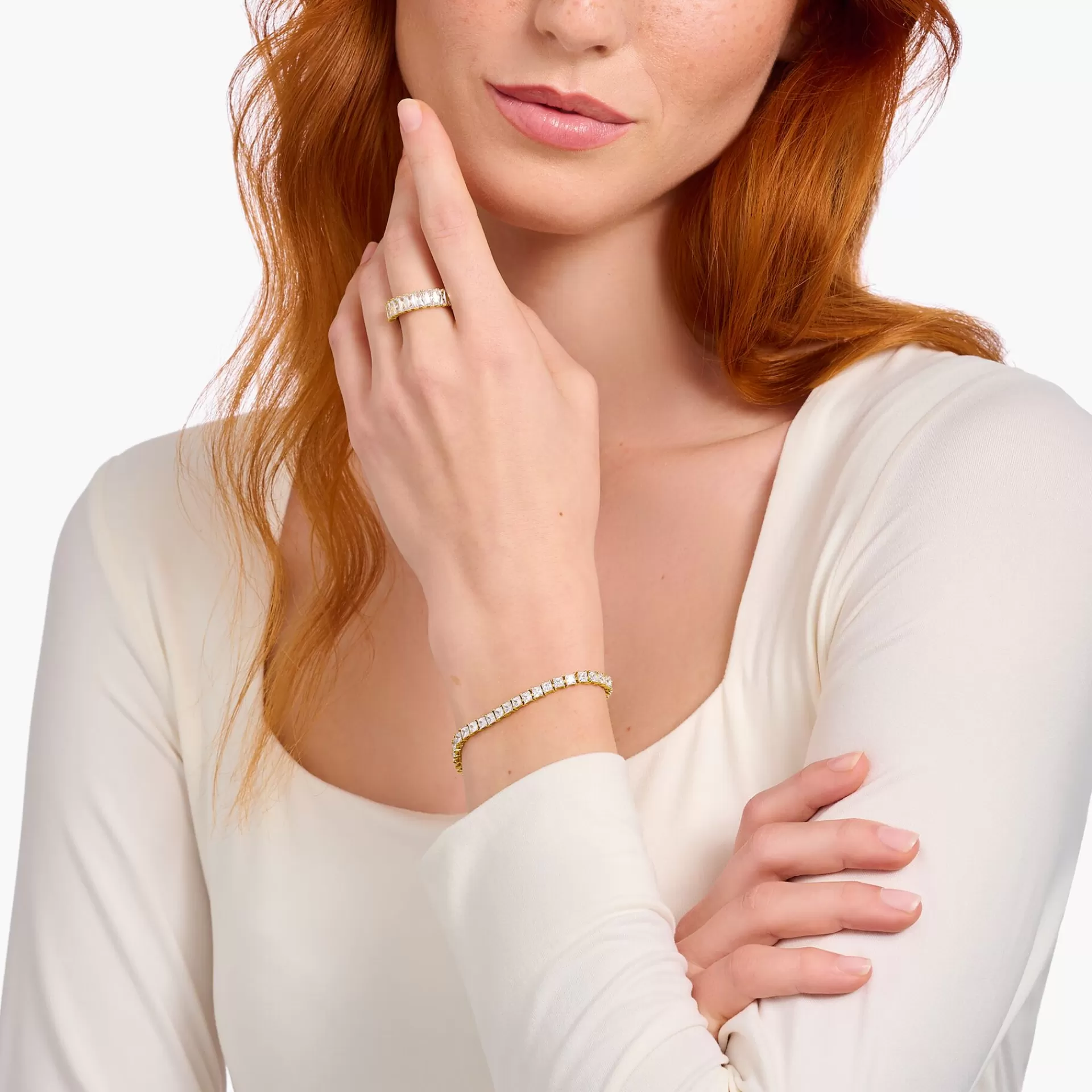 THOMAS SABO Armband | 18K plätering<TENNISARMBAND MED VITA STENAR GULDPL&AUML;TERAD gult guldfargad, vit